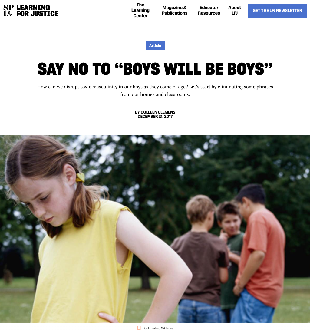 Say No to “Boys Will Be Boys” | Resource